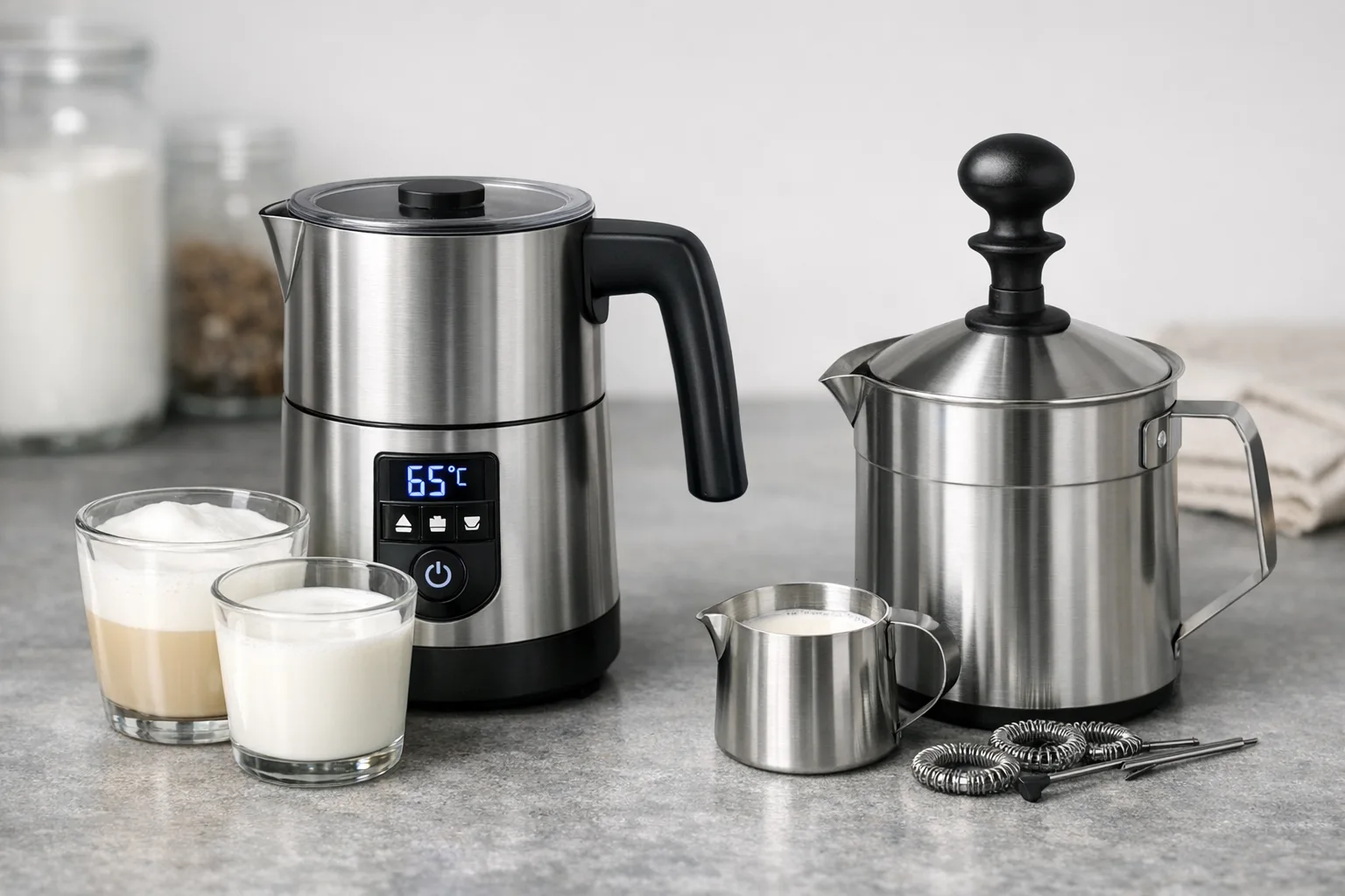 Automatische Milchaufschaeumer mit Temperaturkontrolle vs. manuelle Modelle