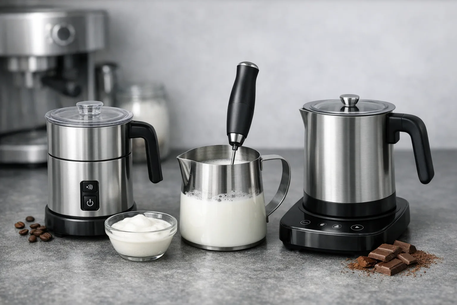 Milchaufschaeumer Typen erklaert: Stand-, Hand- und Induktionsmodelle vergleichen